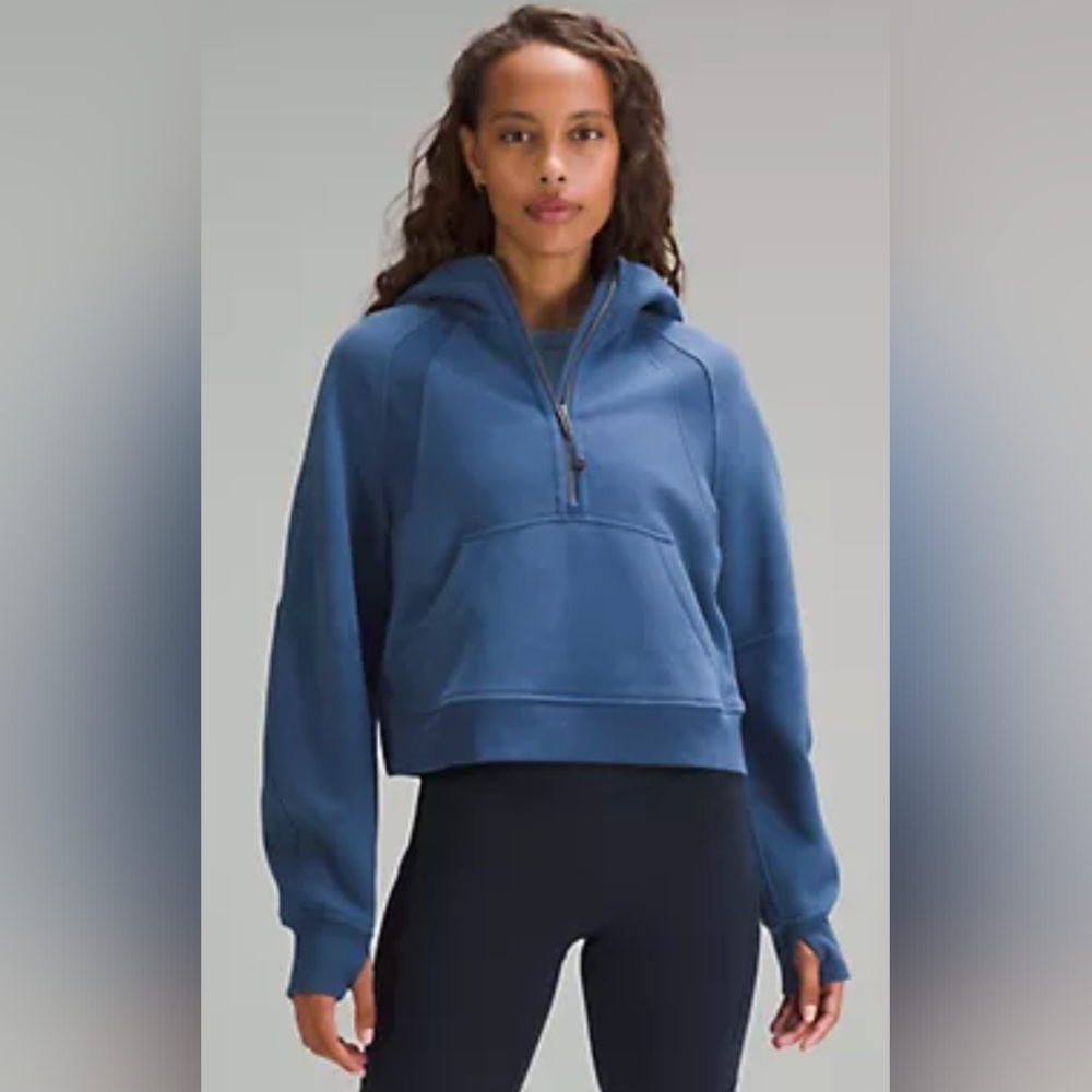 Scuba Oversized Half-Zip Hoodie in Pitch Blue with Silver Hardware Size M/L